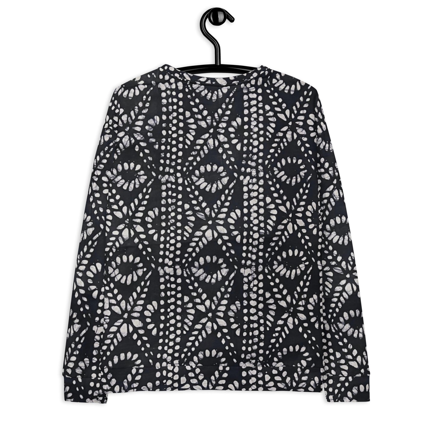 Black And White Nigerian Abstract Aztec Print Adire Unisex Sweatshirt