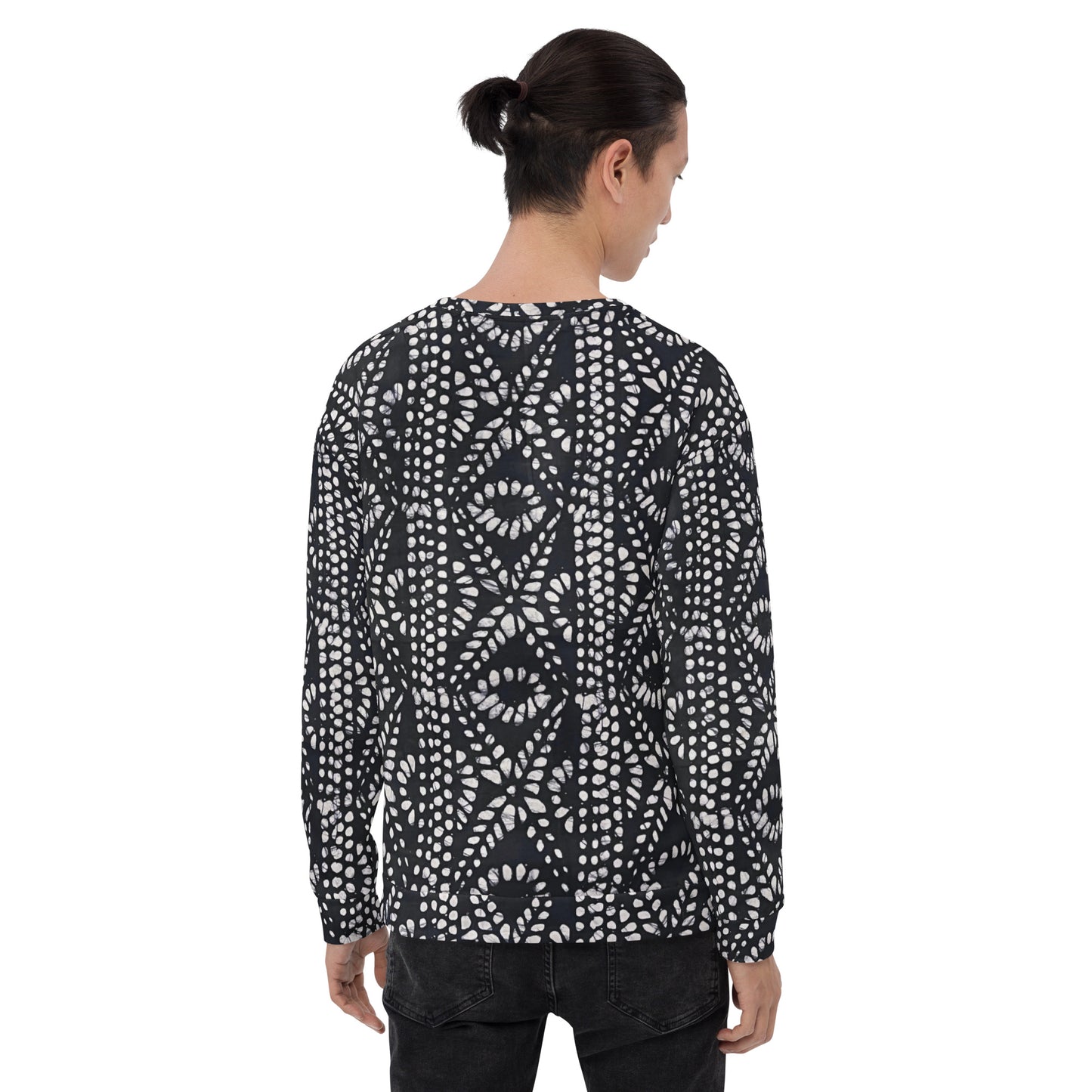 Black And White Nigerian Abstract Aztec Print Adire Unisex Sweatshirt