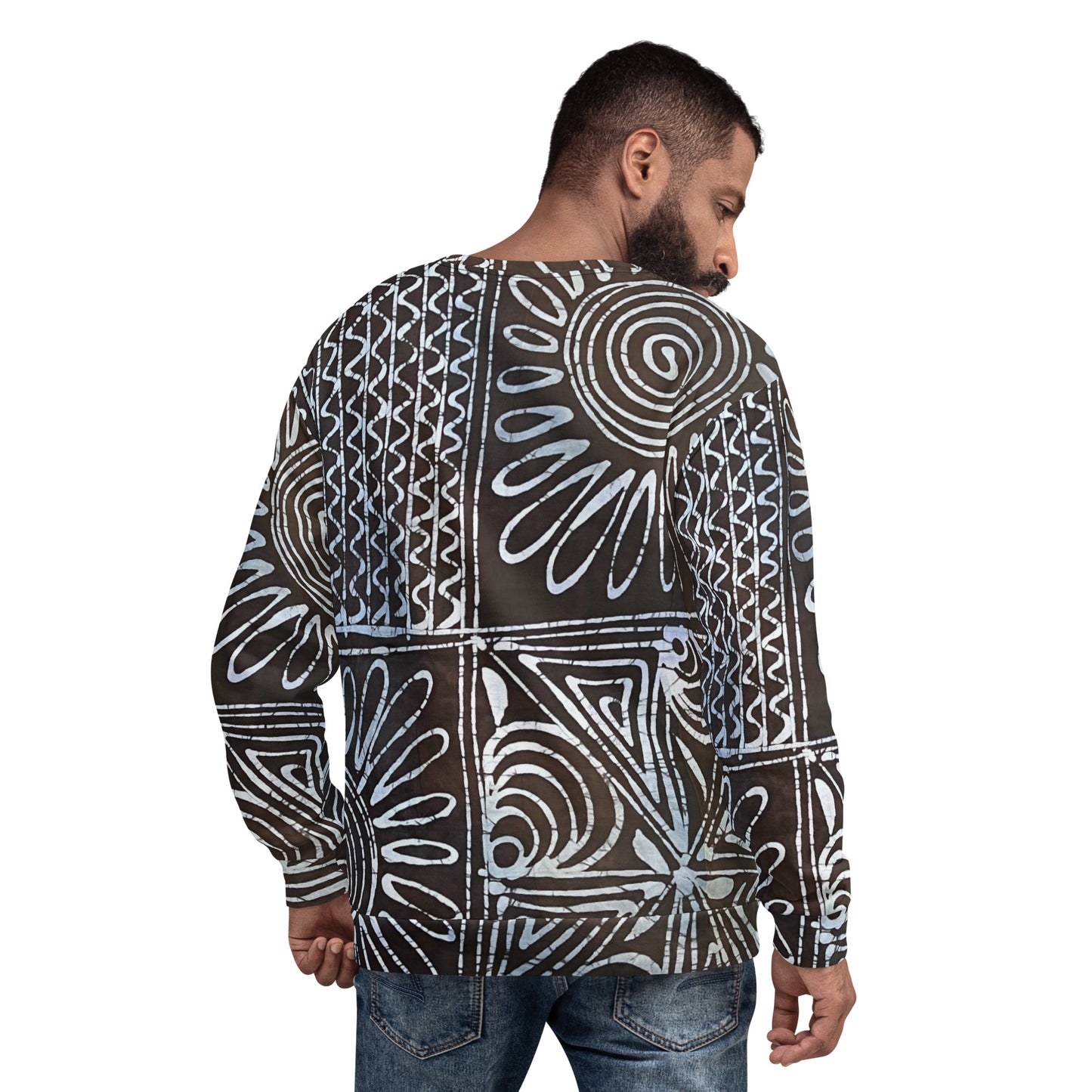 Abstract Cyan Blue Adire Unisex Sweatshirt