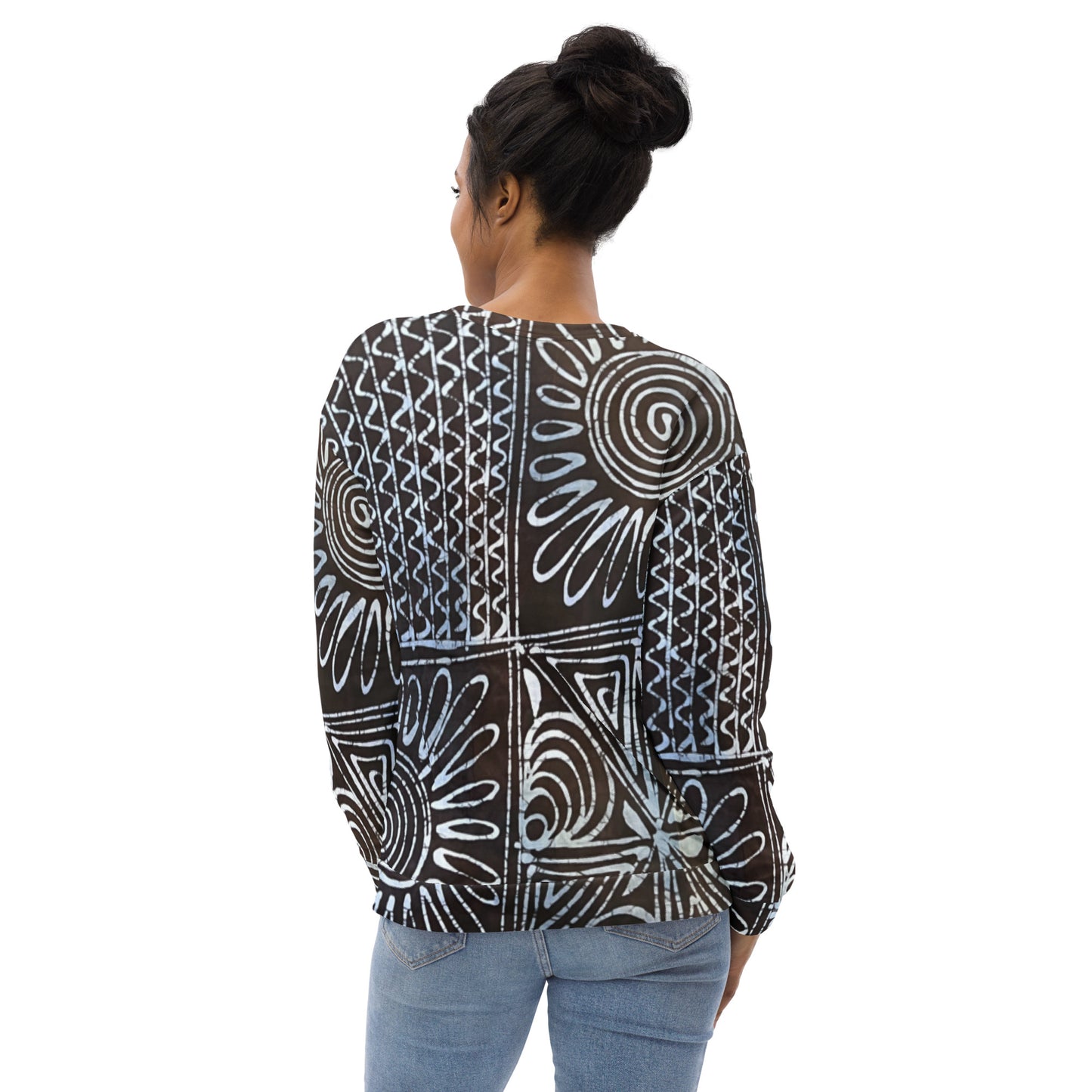 Abstract Cyan Blue Adire Unisex Sweatshirt