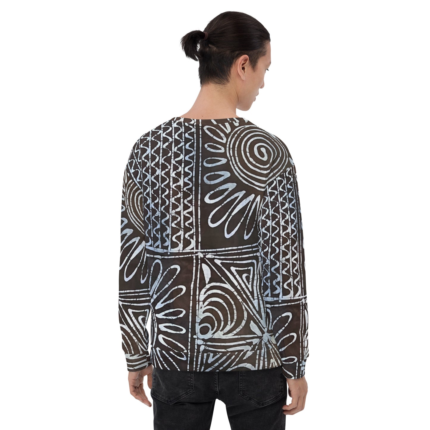 Abstract Cyan Blue Adire Unisex Sweatshirt