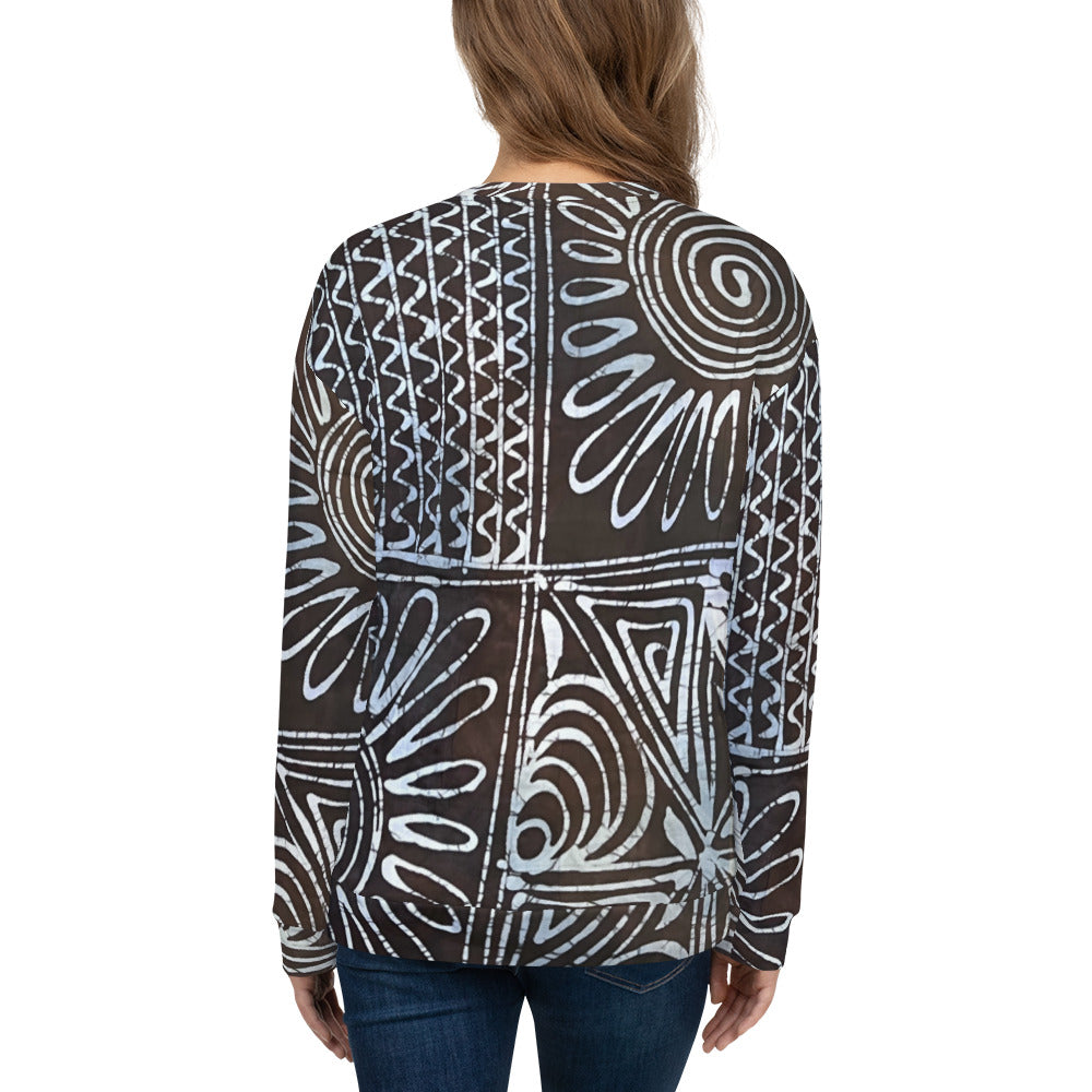 Abstract Cyan Blue Adire Unisex Sweatshirt