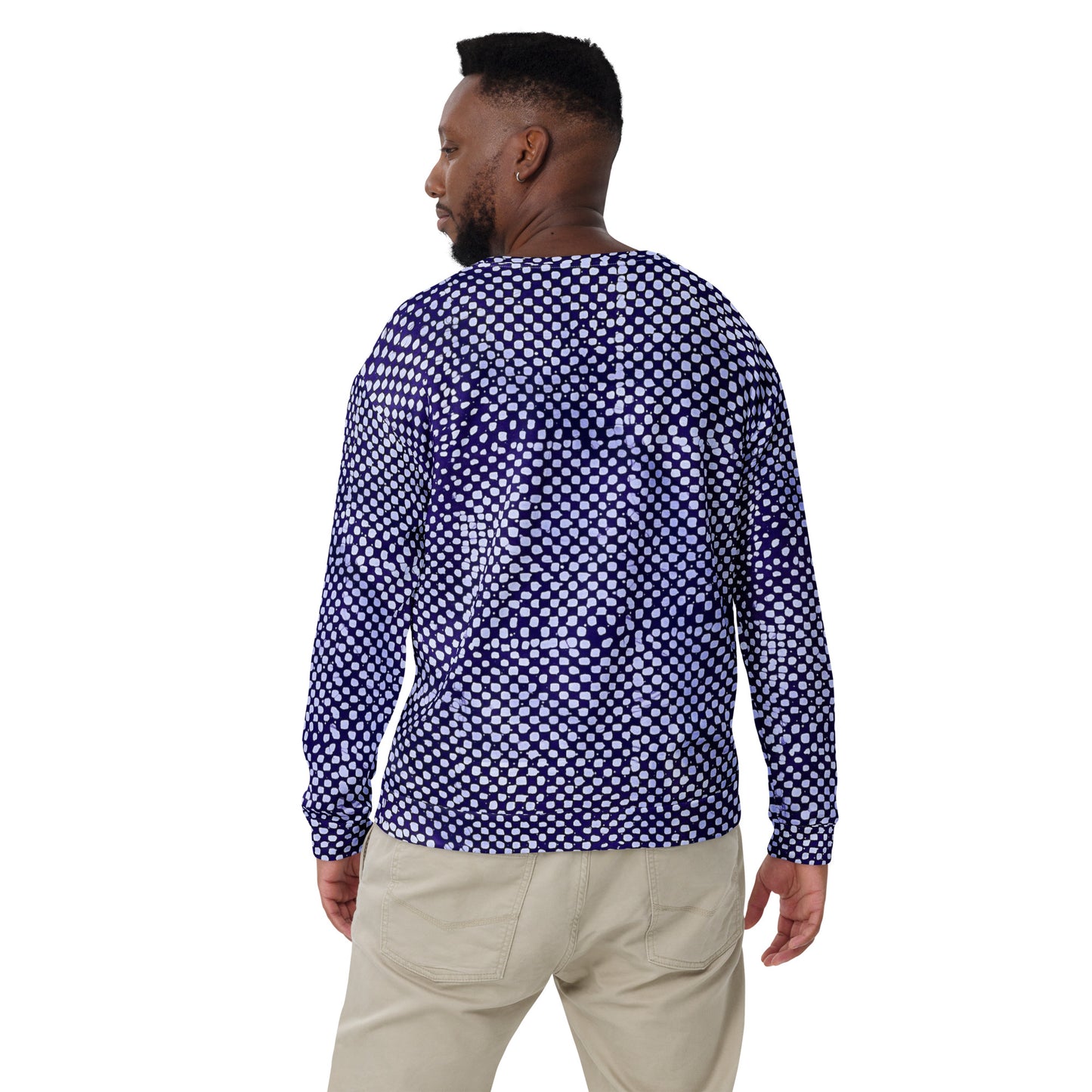 Purple And White Polka Dots Adire Unisex Sweatshirt