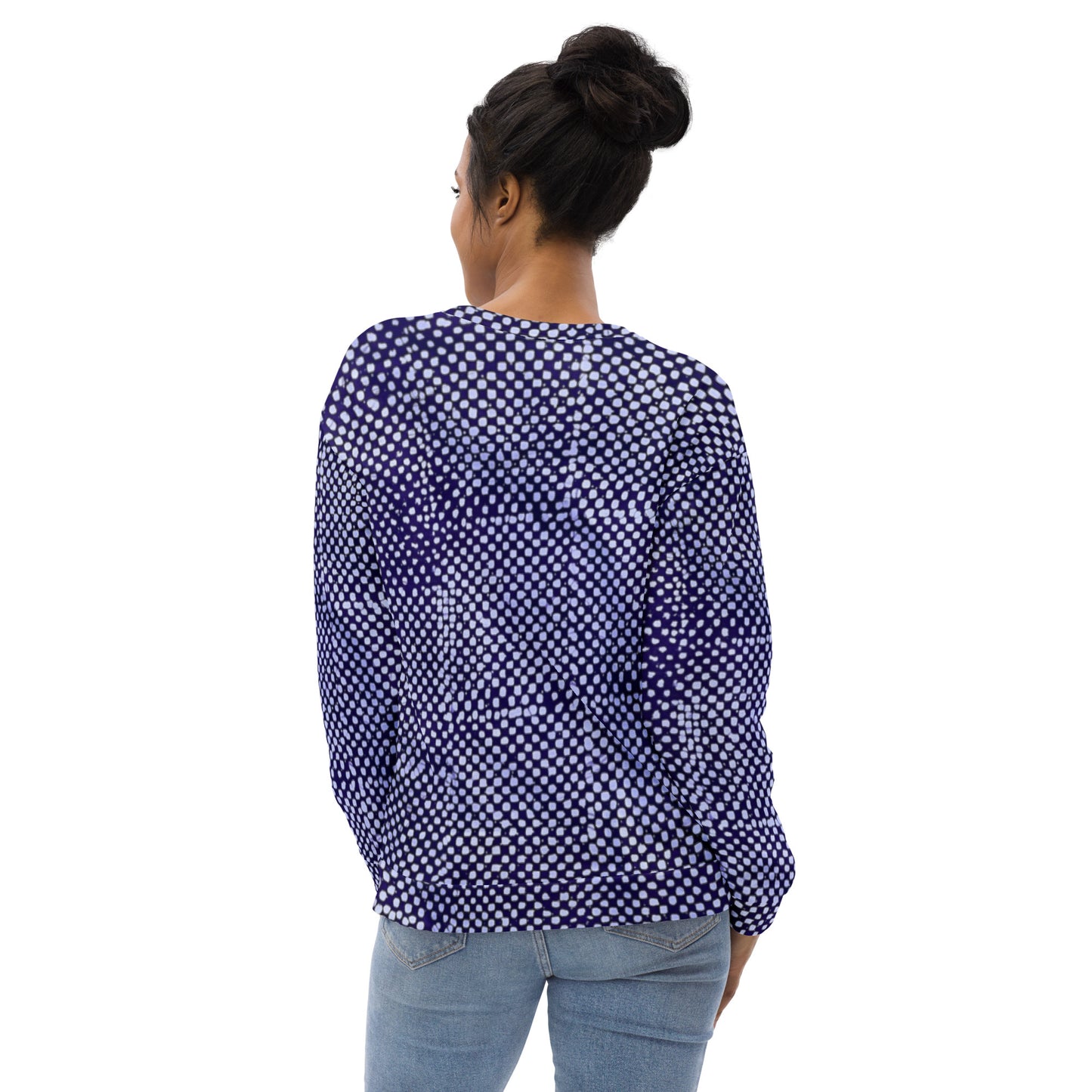 Purple And White Polka Dots Adire Unisex Sweatshirt