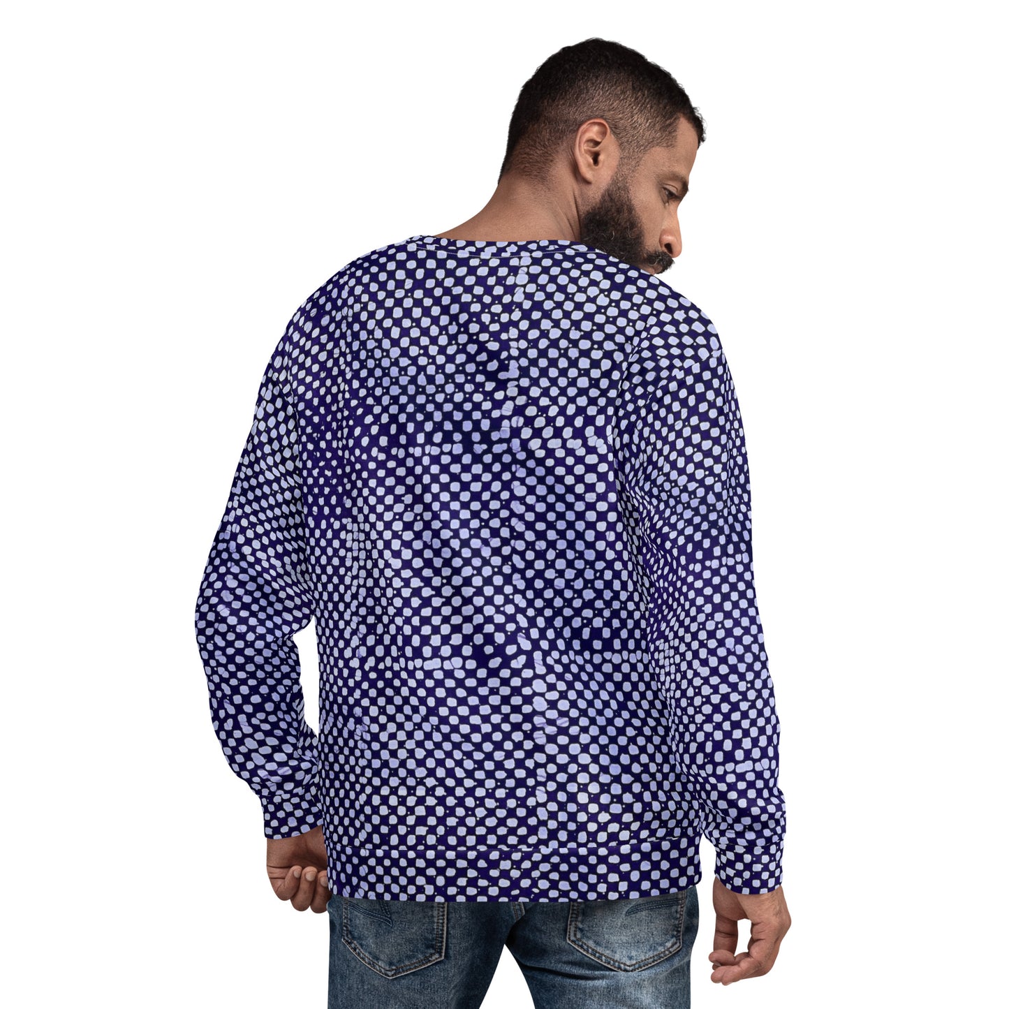 Purple And White Polka Dots Adire Unisex Sweatshirt