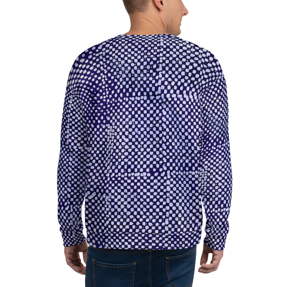 Purple And White Polka Dots Adire Unisex Sweatshirt