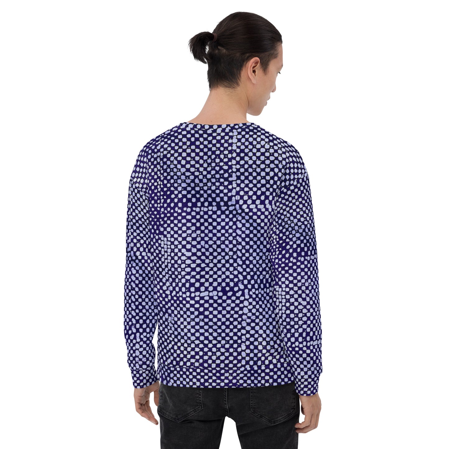 Purple And White Polka Dots Adire Unisex Sweatshirt