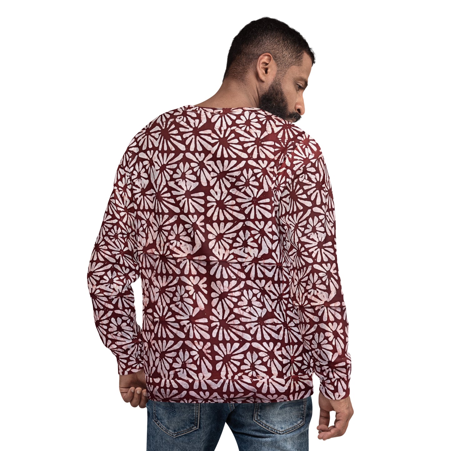 Red Abstract Adire Unisex Sweatshirt