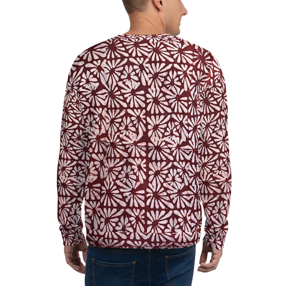 Red Abstract Adire Unisex Sweatshirt