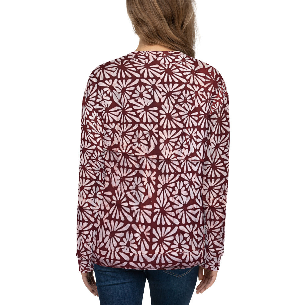 Red Abstract Adire Unisex Sweatshirt