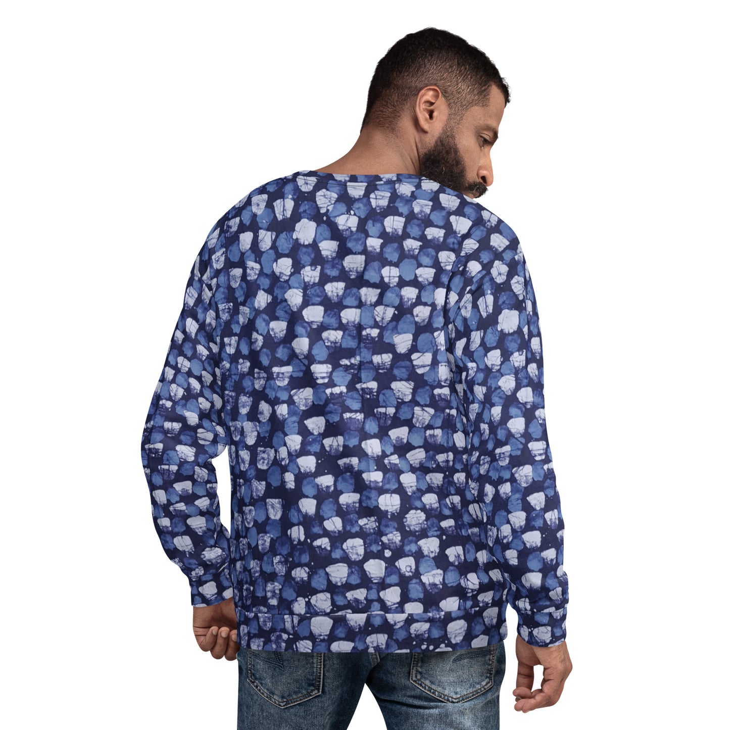 Blue Dotted Adire Unisex Sweatshirt