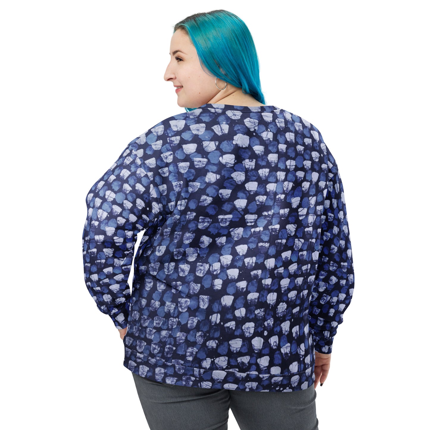 Blue Dotted Adire Unisex Sweatshirt