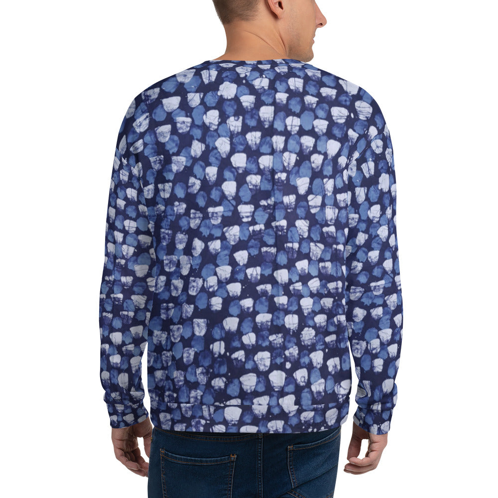 Blue Dotted Adire Unisex Sweatshirt