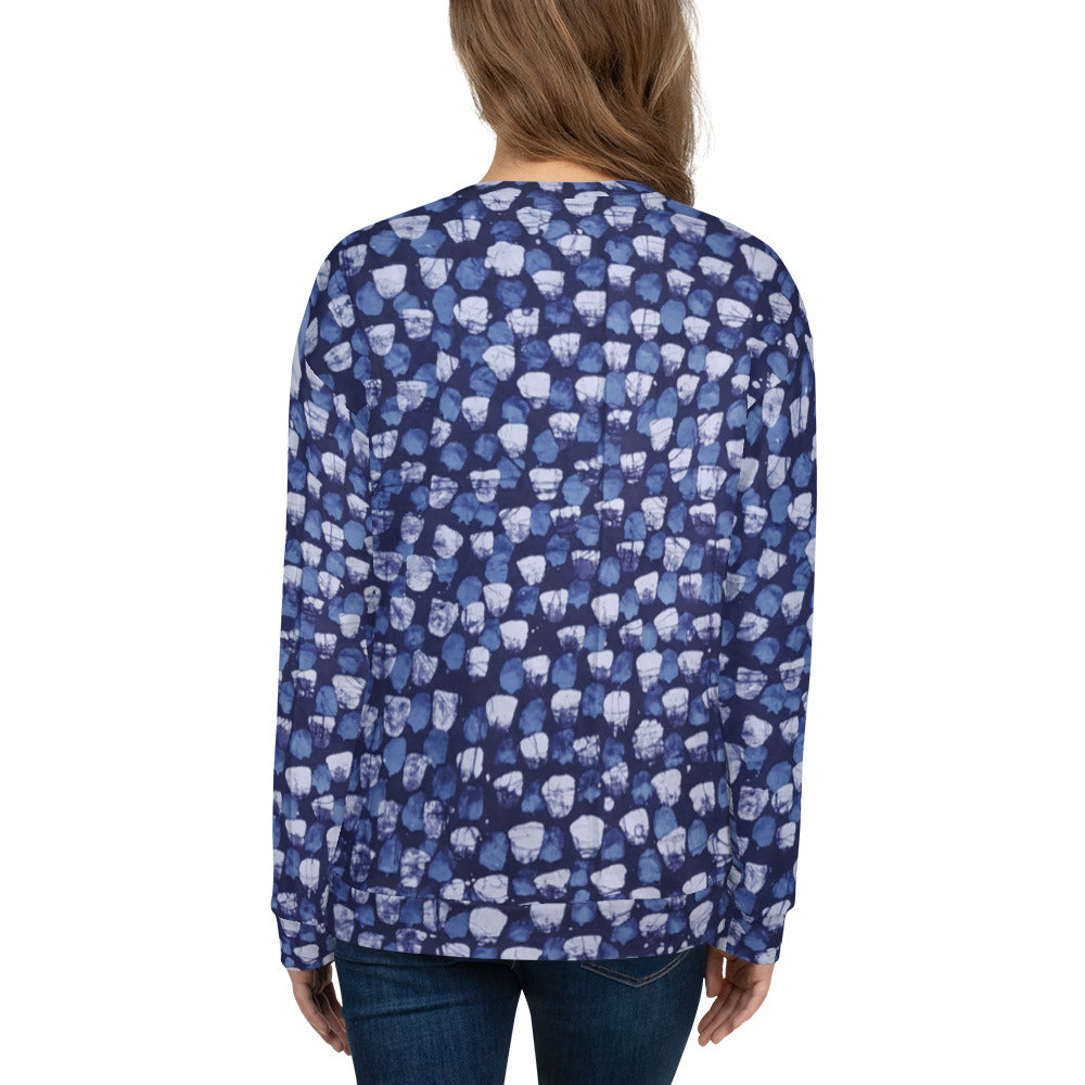 Blue Dotted Adire Unisex Sweatshirt