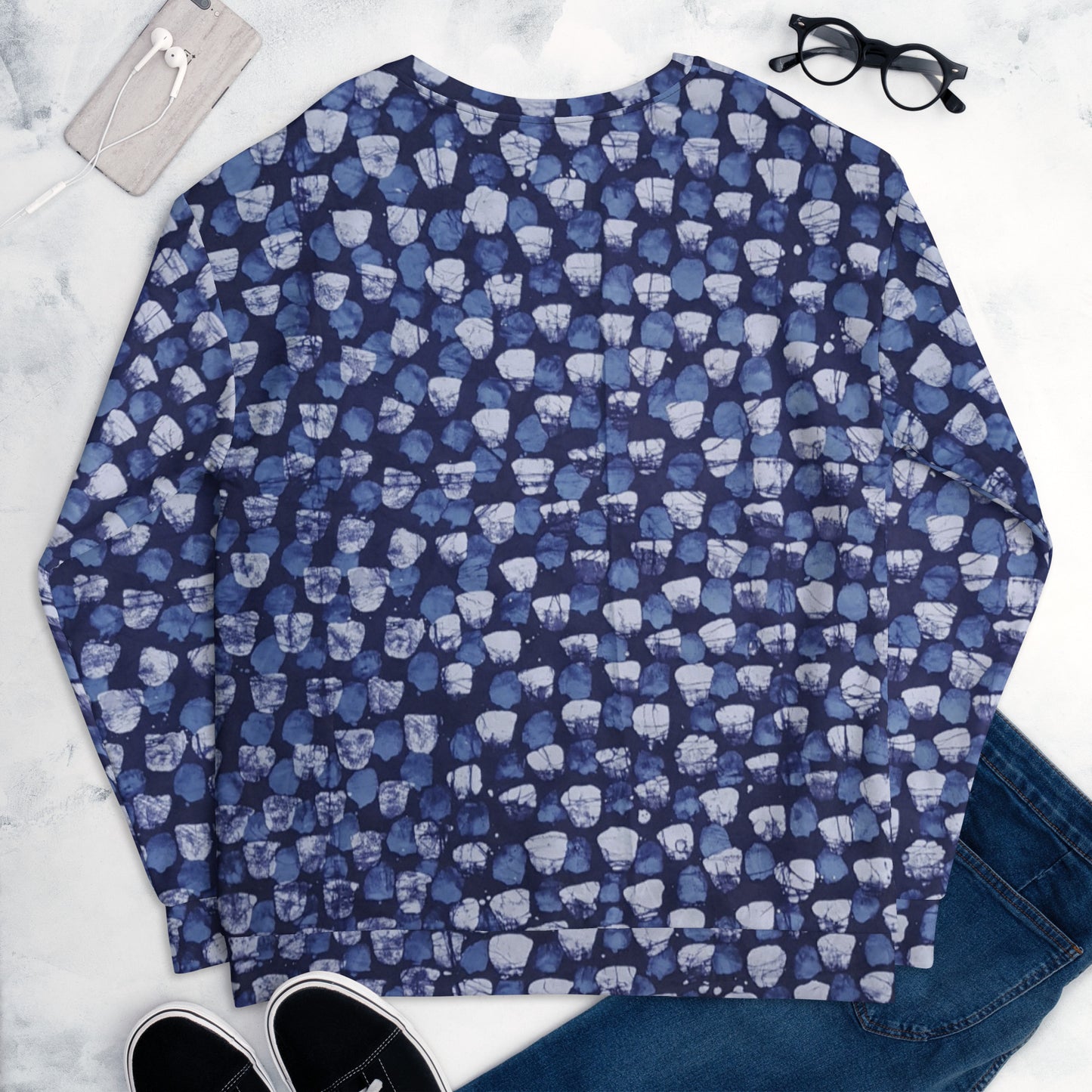 Blue Dotted Adire Unisex Sweatshirt