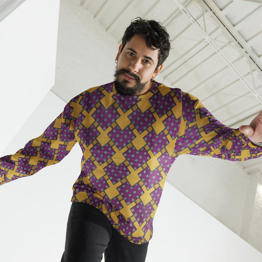 Purple Yellow Shapes Ankara Unisex Sweatshirt