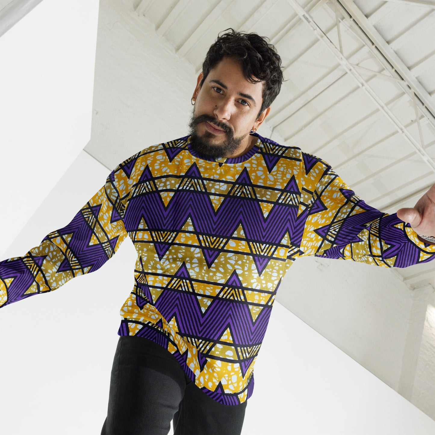 Purple Yellow Kente Ankara Unisex Sweatshirt