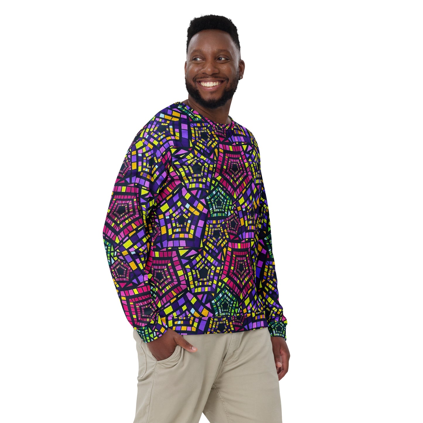 Yellow Pink Green Kente Ankara Unisex Sweatshirt