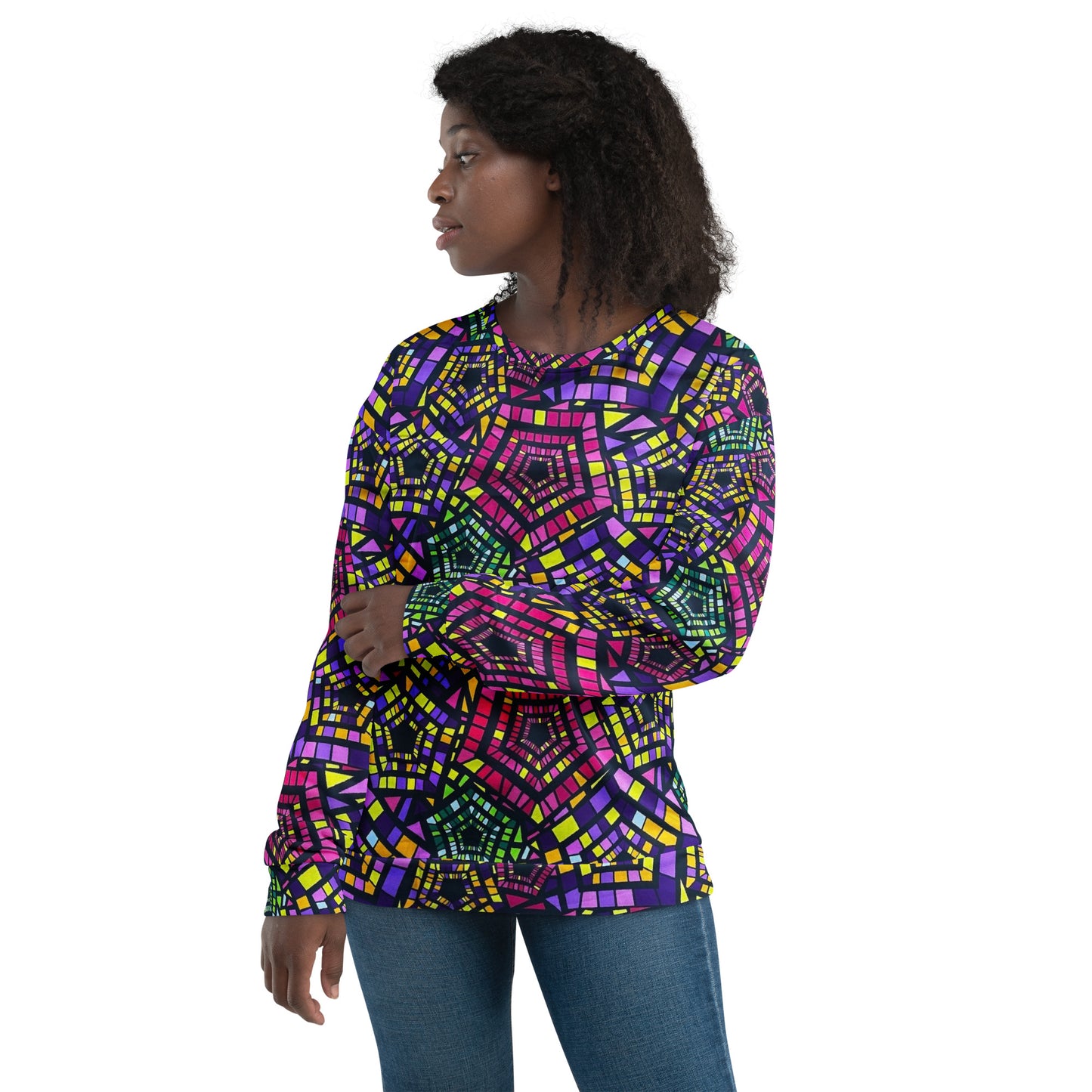 Yellow Pink Green Kente Ankara Unisex Sweatshirt