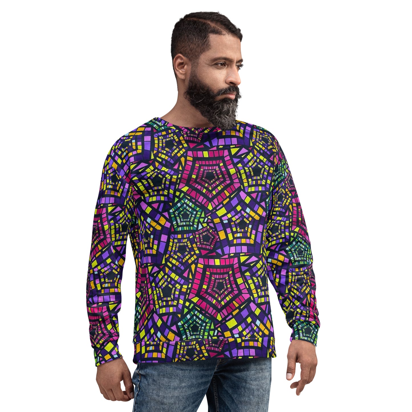 Yellow Pink Green Kente Ankara Unisex Sweatshirt