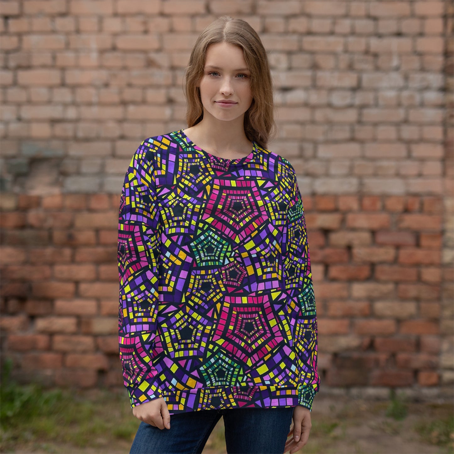 Yellow Pink Green Kente Ankara Unisex Sweatshirt