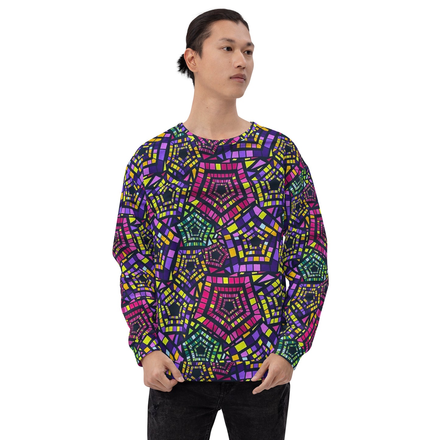 Yellow Pink Green Kente Ankara Unisex Sweatshirt