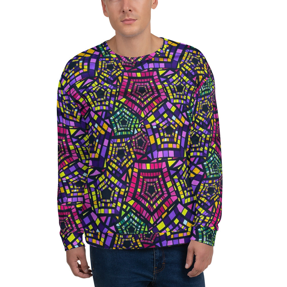 Yellow Pink Green Kente Ankara Unisex Sweatshirt