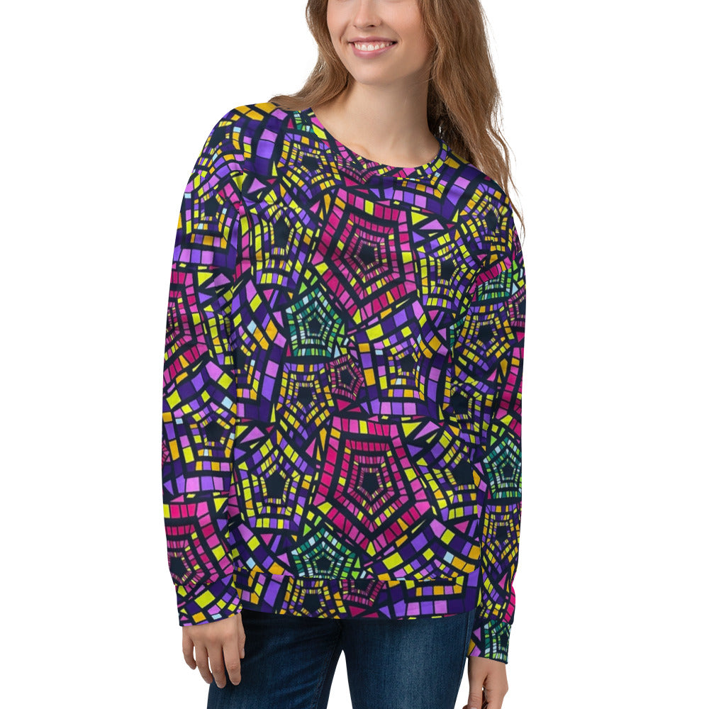 Yellow Pink Green Kente Ankara Unisex Sweatshirt