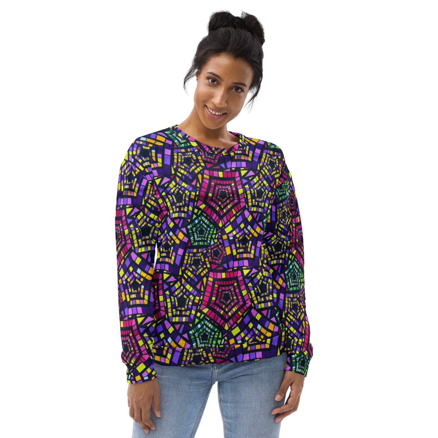 Yellow Pink Green Kente Ankara Unisex Sweatshirt