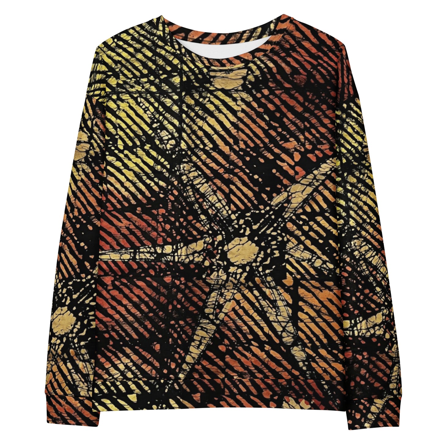 Yellow Orange Stripes African Aztec Ankara Unisex Sweatshirt