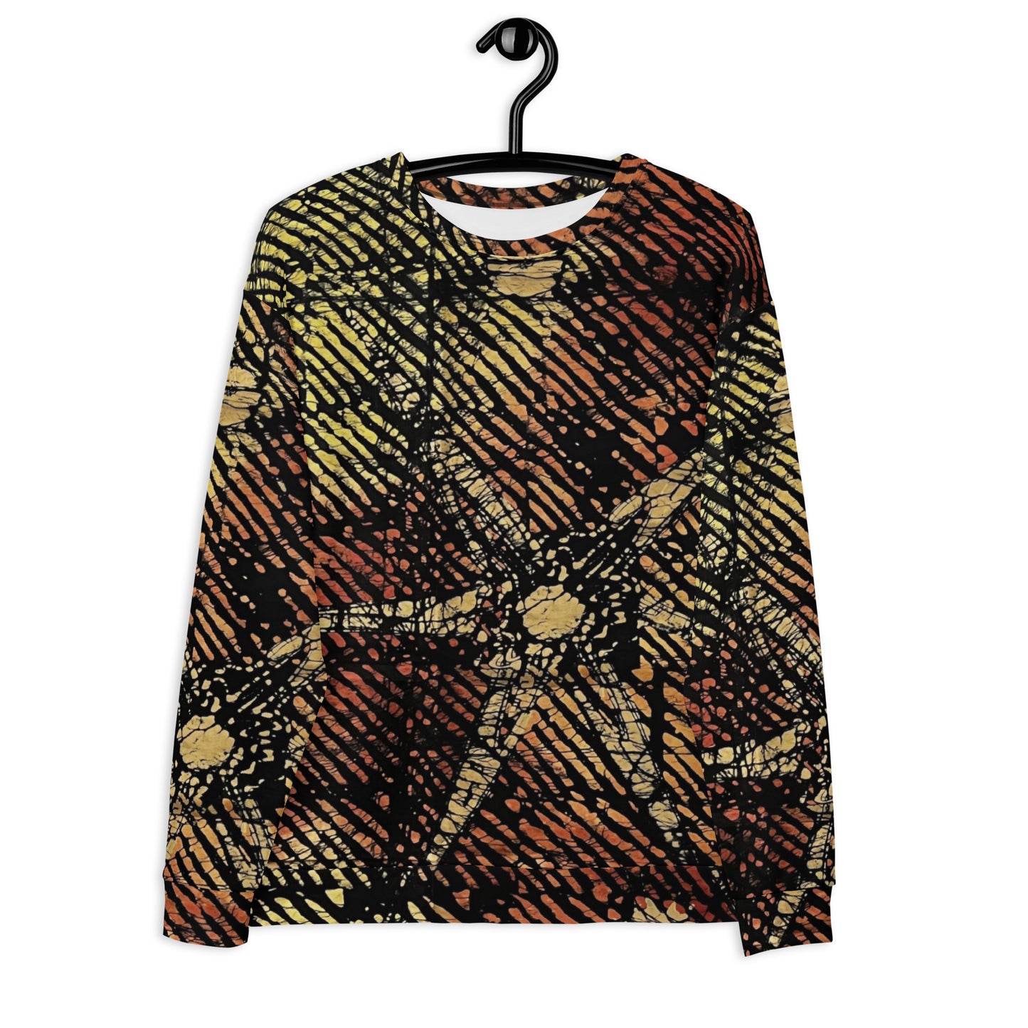 Yellow Orange Stripes African Aztec Ankara Unisex Sweatshirt