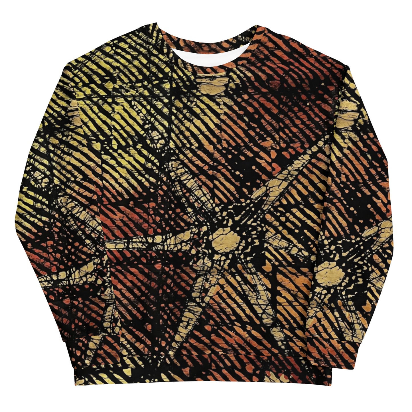 Yellow Orange Stripes African Aztec Ankara Unisex Sweatshirt