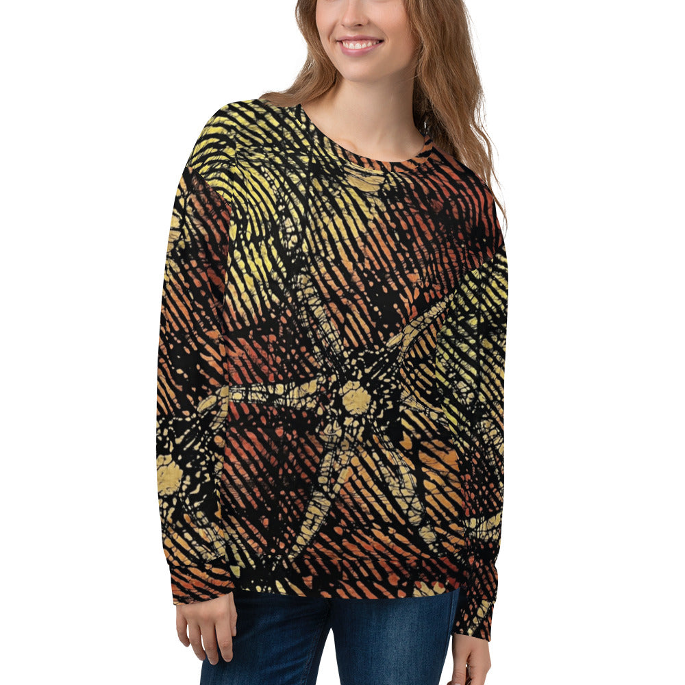 Yellow Orange Stripes African Aztec Ankara Unisex Sweatshirt