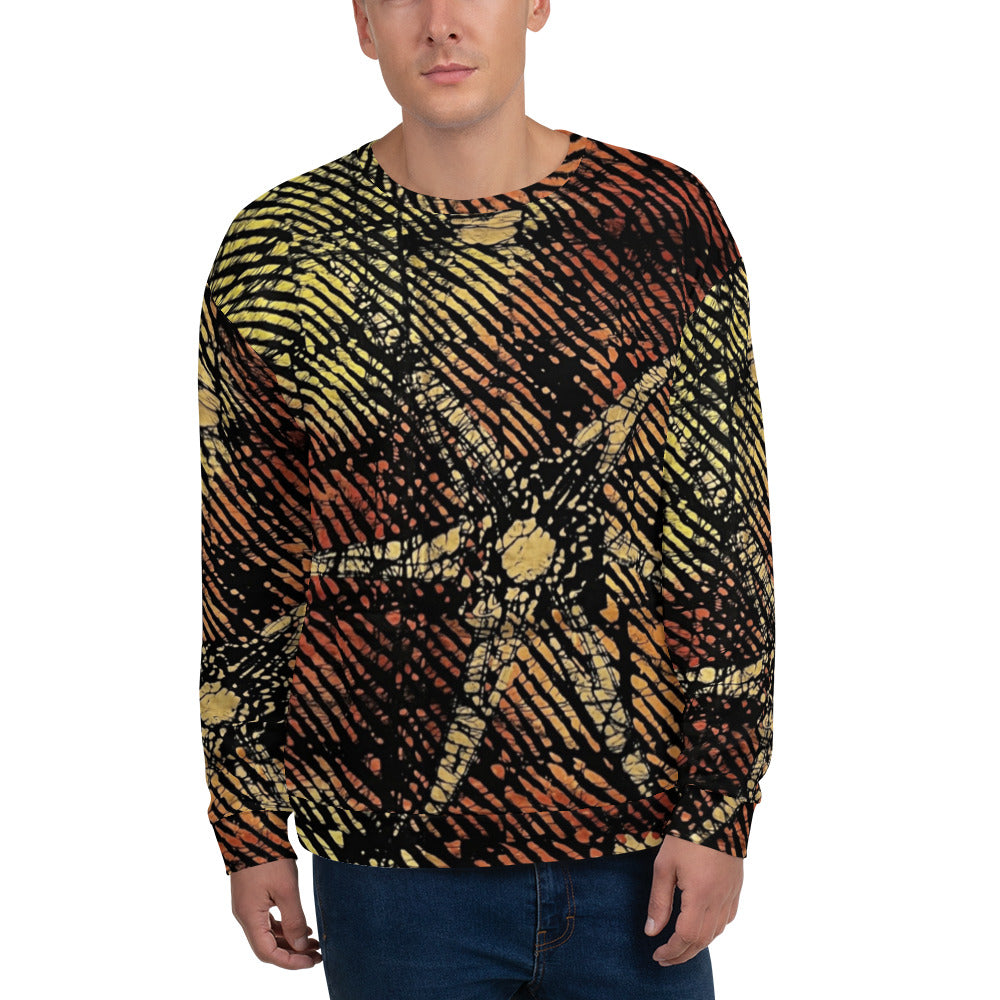 Yellow Orange Stripes African Aztec Ankara Unisex Sweatshirt