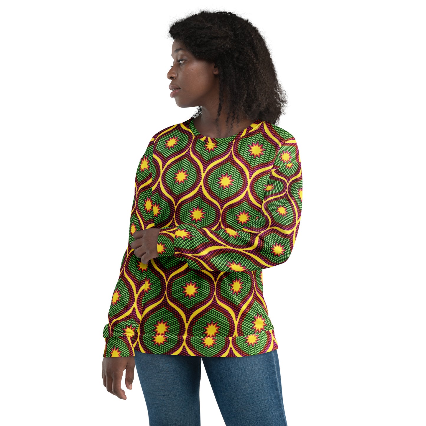 Yellow Green Ankara Unisex Sweatshirt