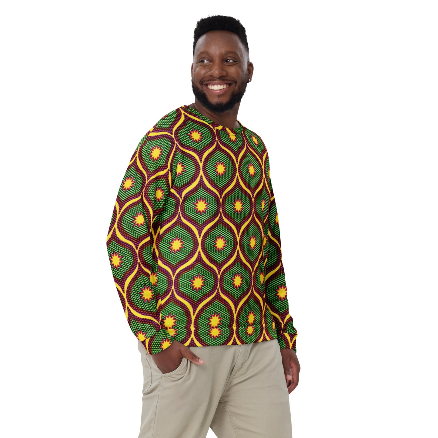 Yellow Green Ankara Unisex Sweatshirt