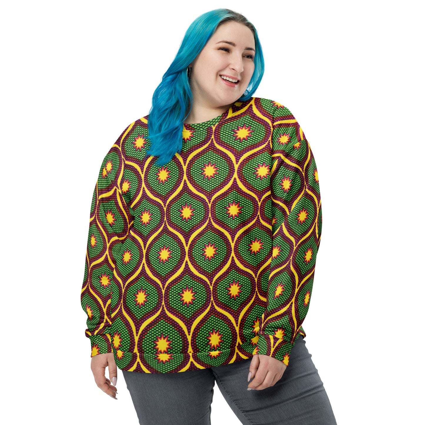 Yellow Green Ankara Unisex Sweatshirt