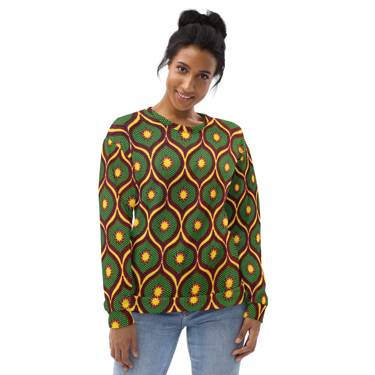 Yellow Green Ankara Unisex Sweatshirt