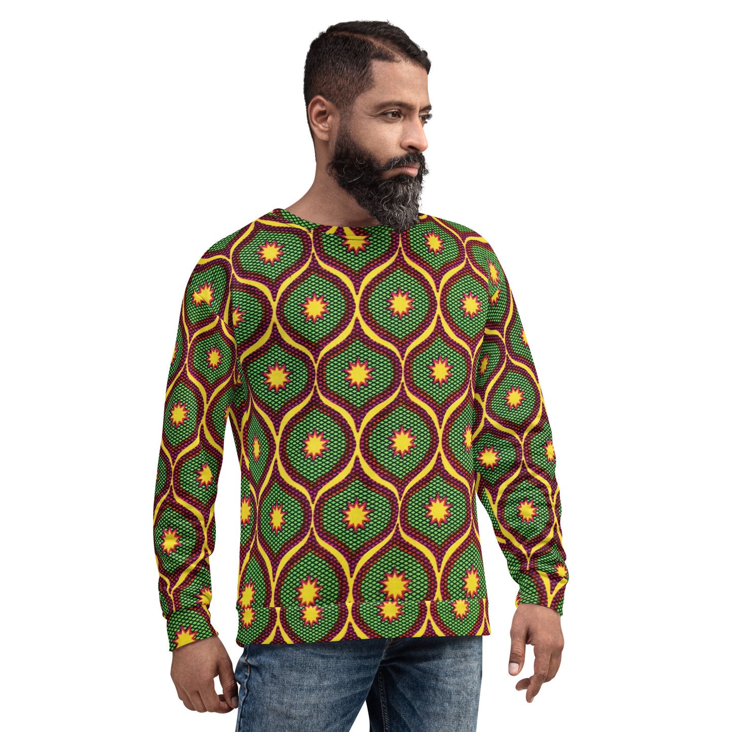 Yellow Green Ankara Unisex Sweatshirt