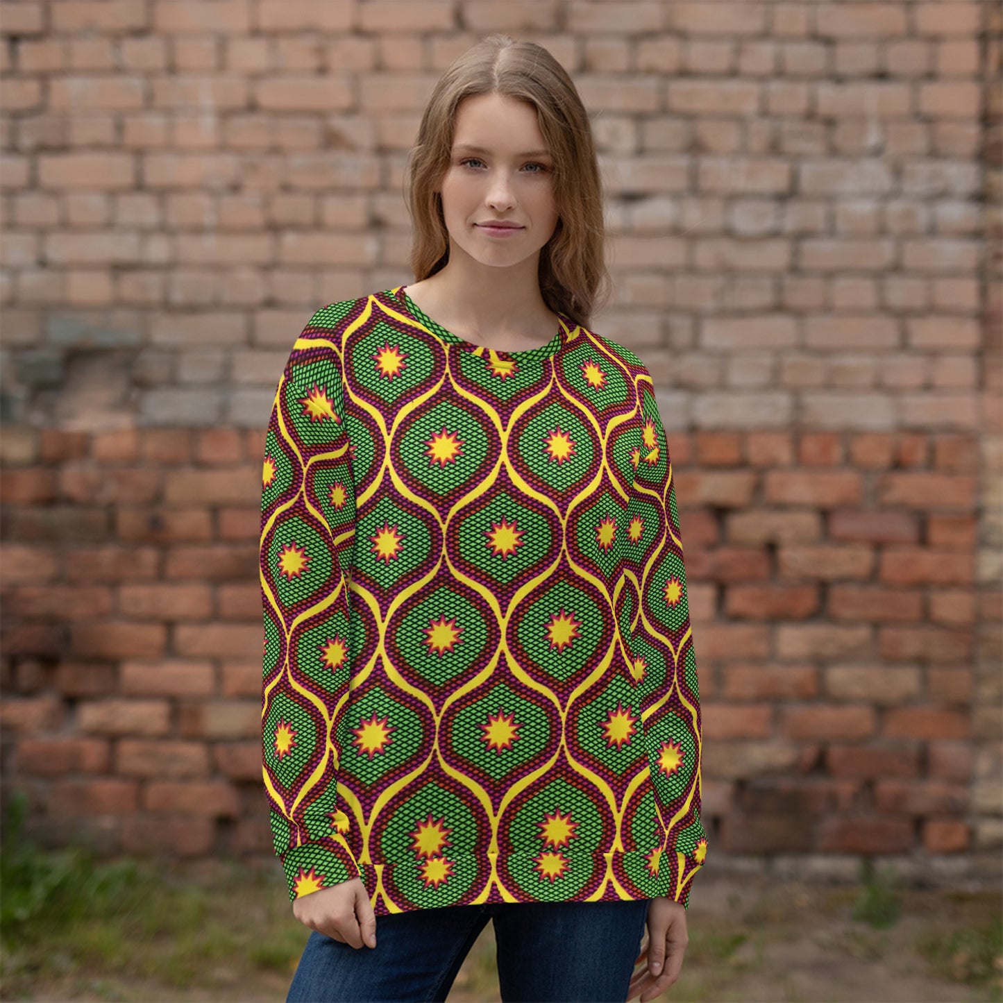 Yellow Green Ankara Unisex Sweatshirt