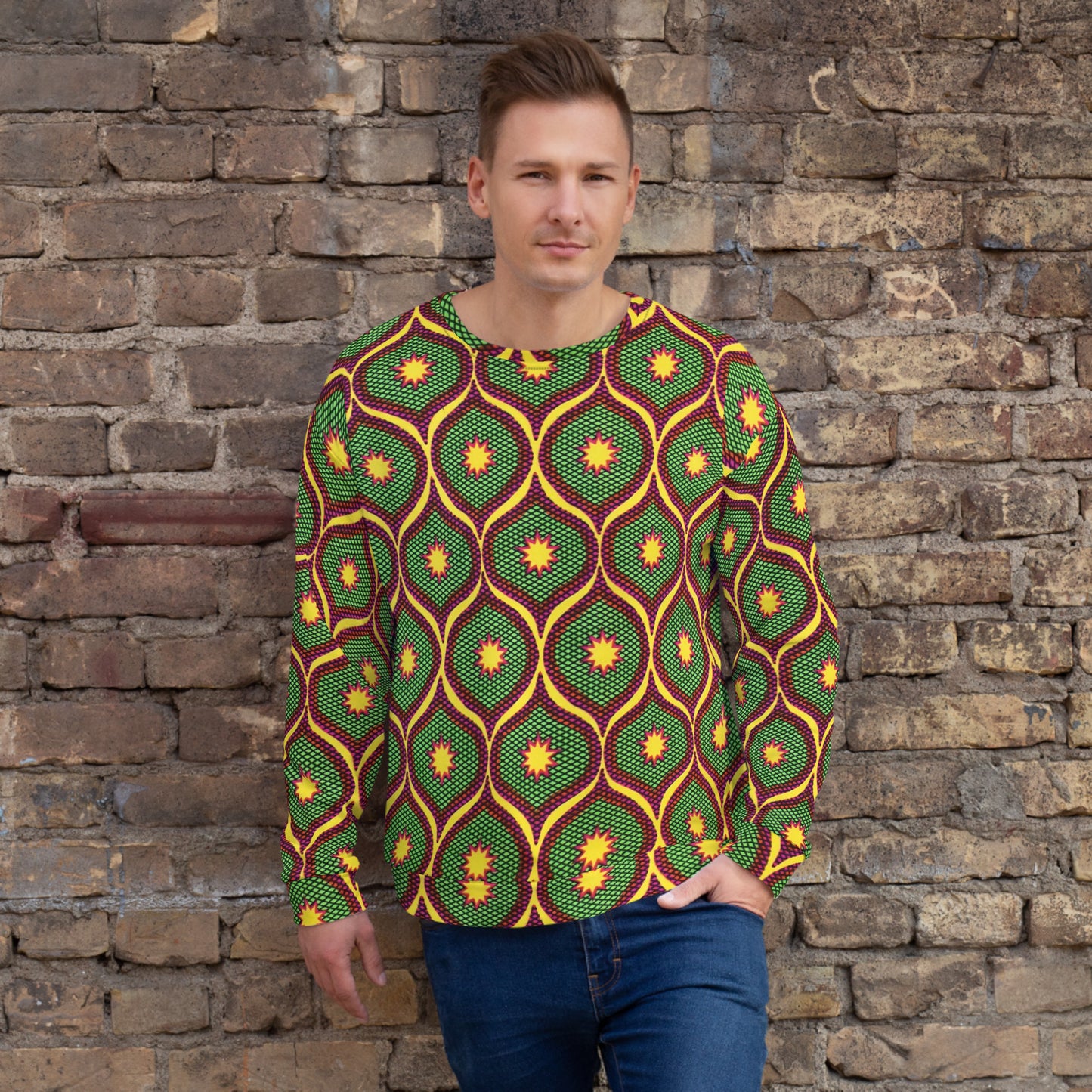 Yellow Green Ankara Unisex Sweatshirt