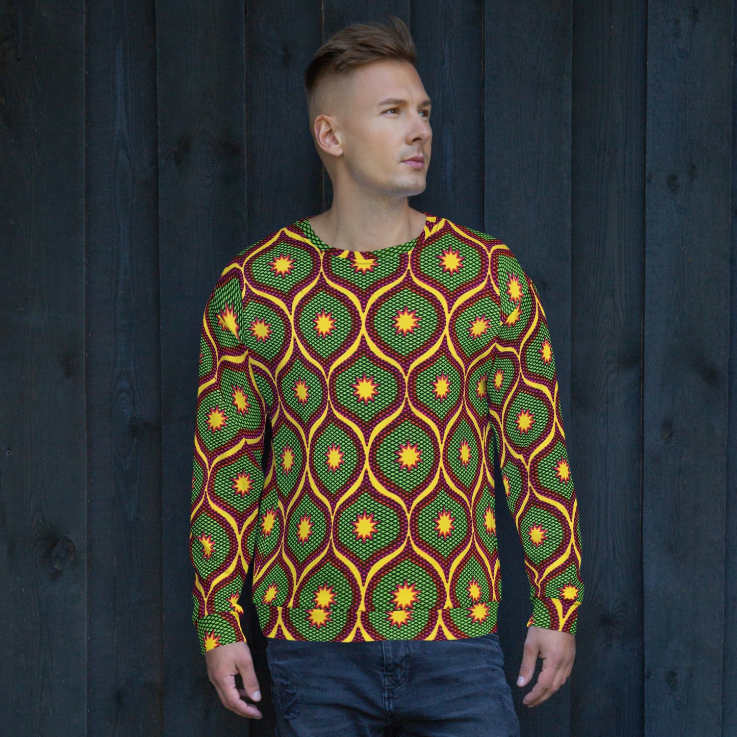 Yellow Green Ankara Unisex Sweatshirt