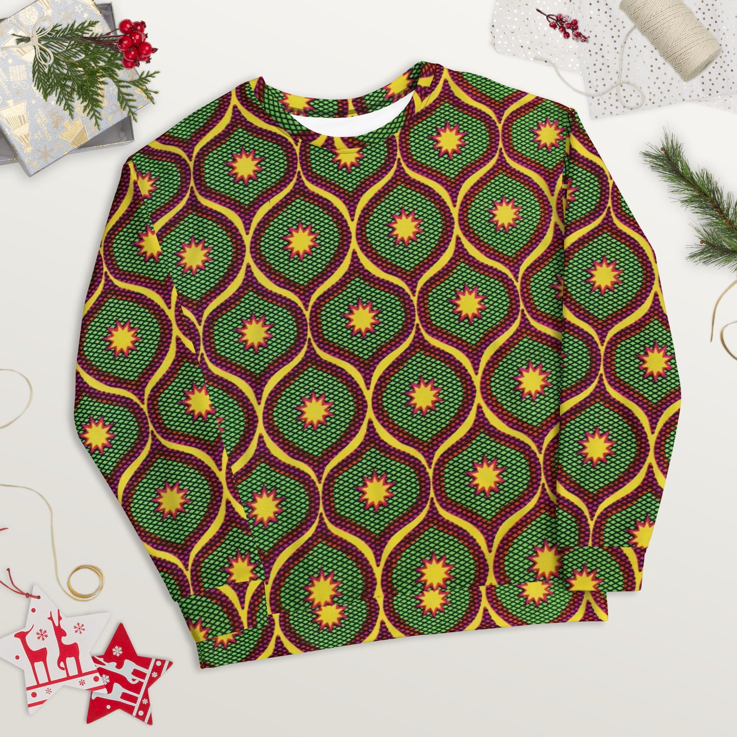 Yellow Green Ankara Unisex Sweatshirt