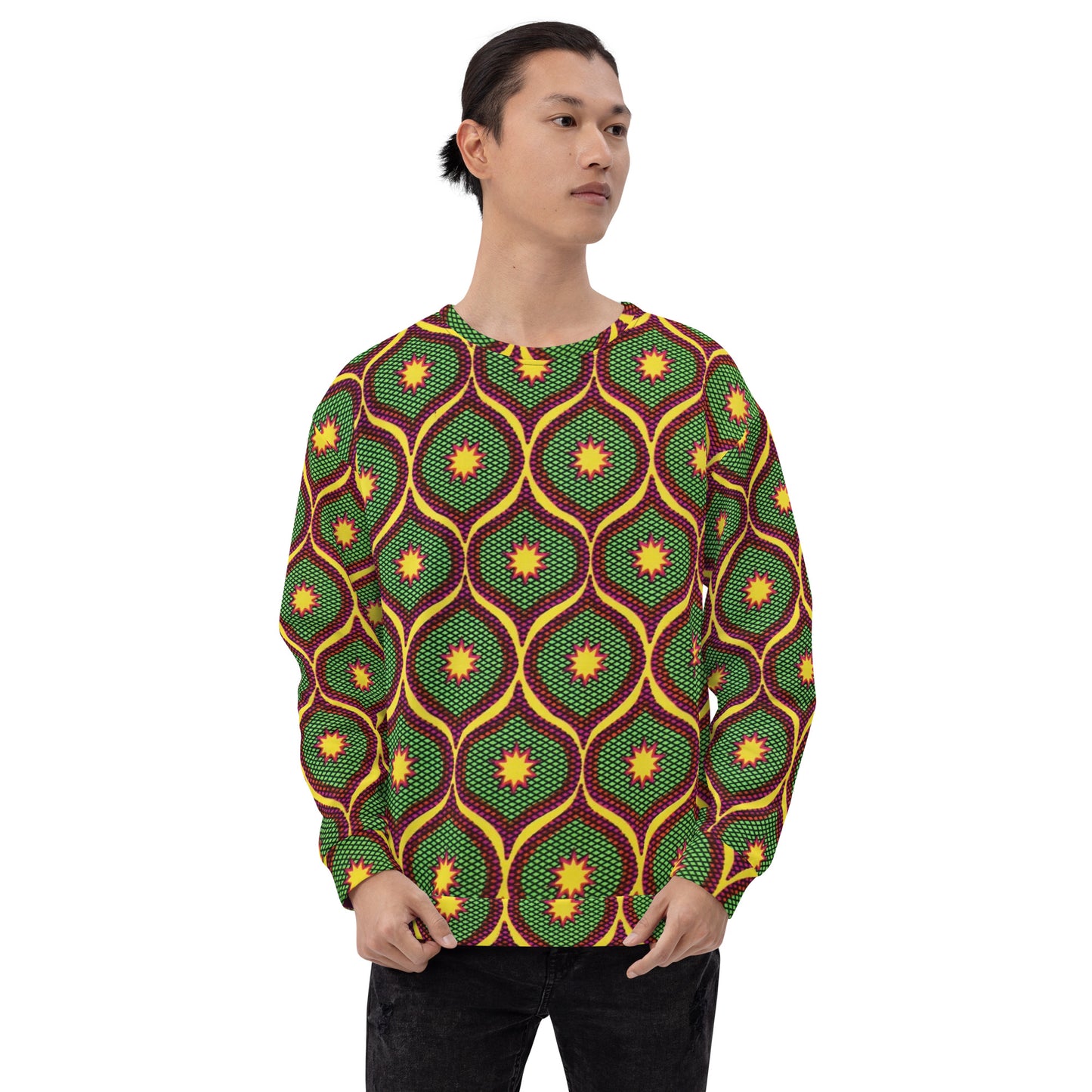 Yellow Green Ankara Unisex Sweatshirt