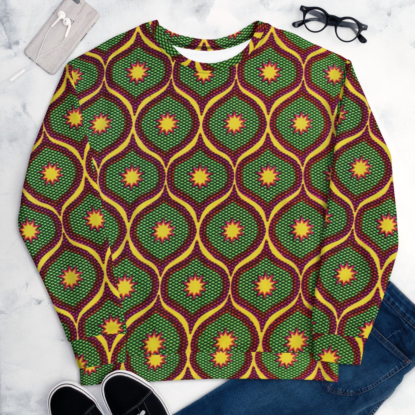 Yellow Green Ankara Unisex Sweatshirt