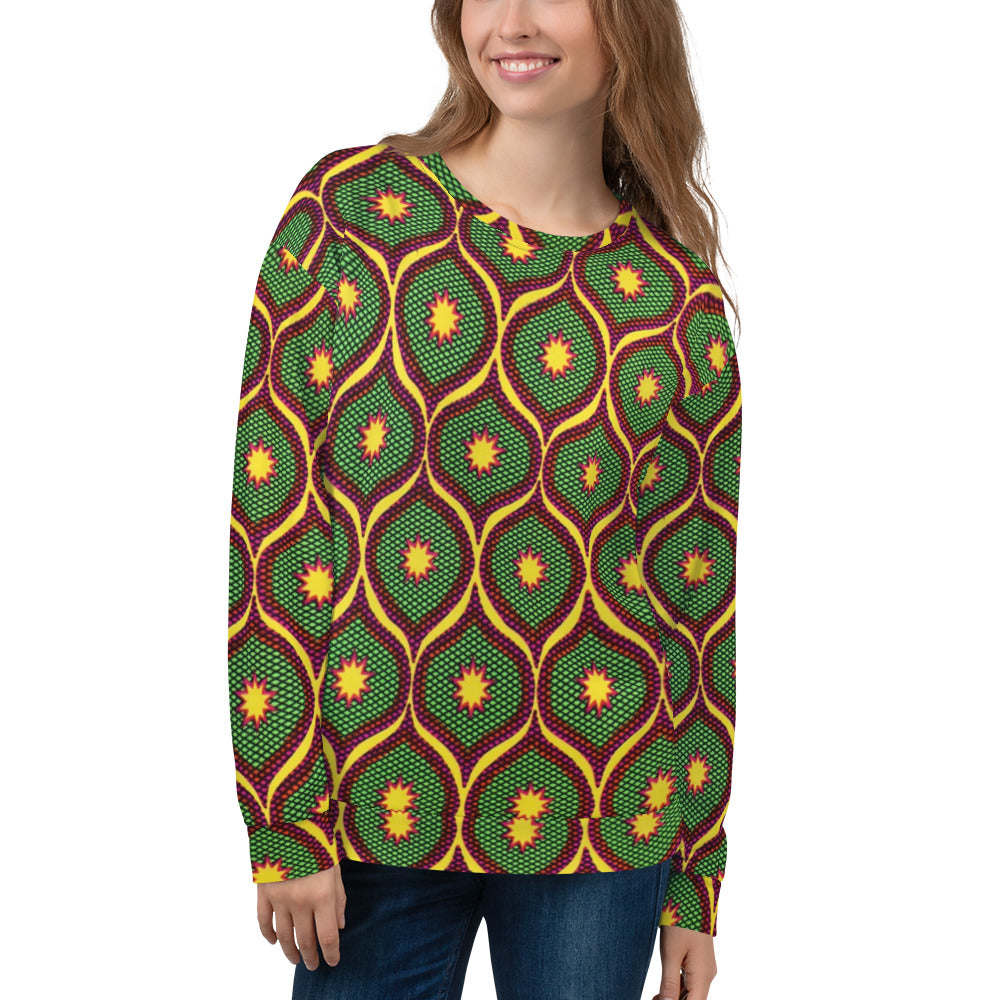 Yellow Green Ankara Unisex Sweatshirt