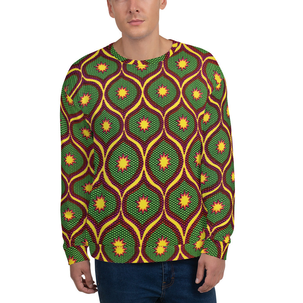 Yellow Green Ankara Unisex Sweatshirt