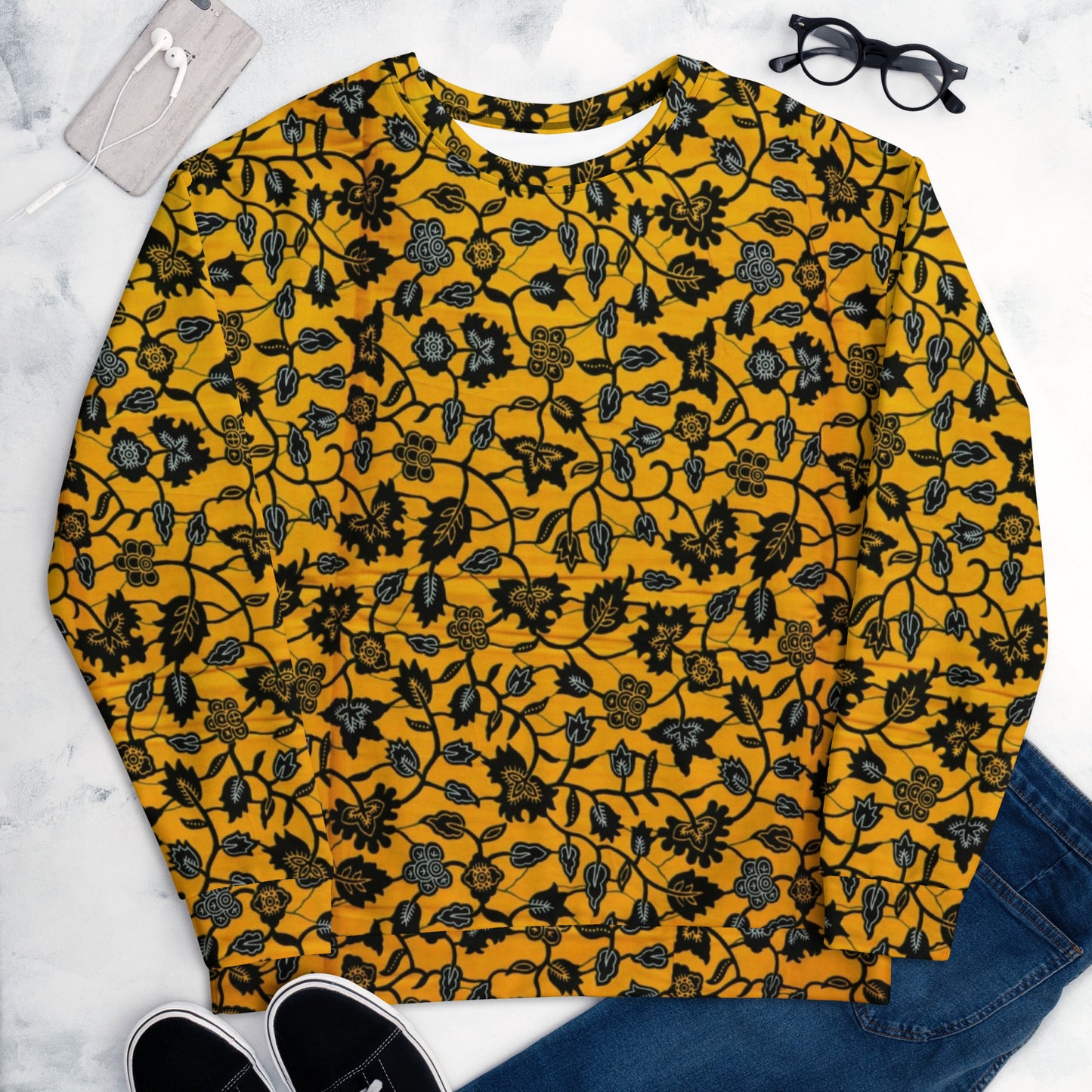 Yellow Leaves Ankara Unisex Sweatshirt