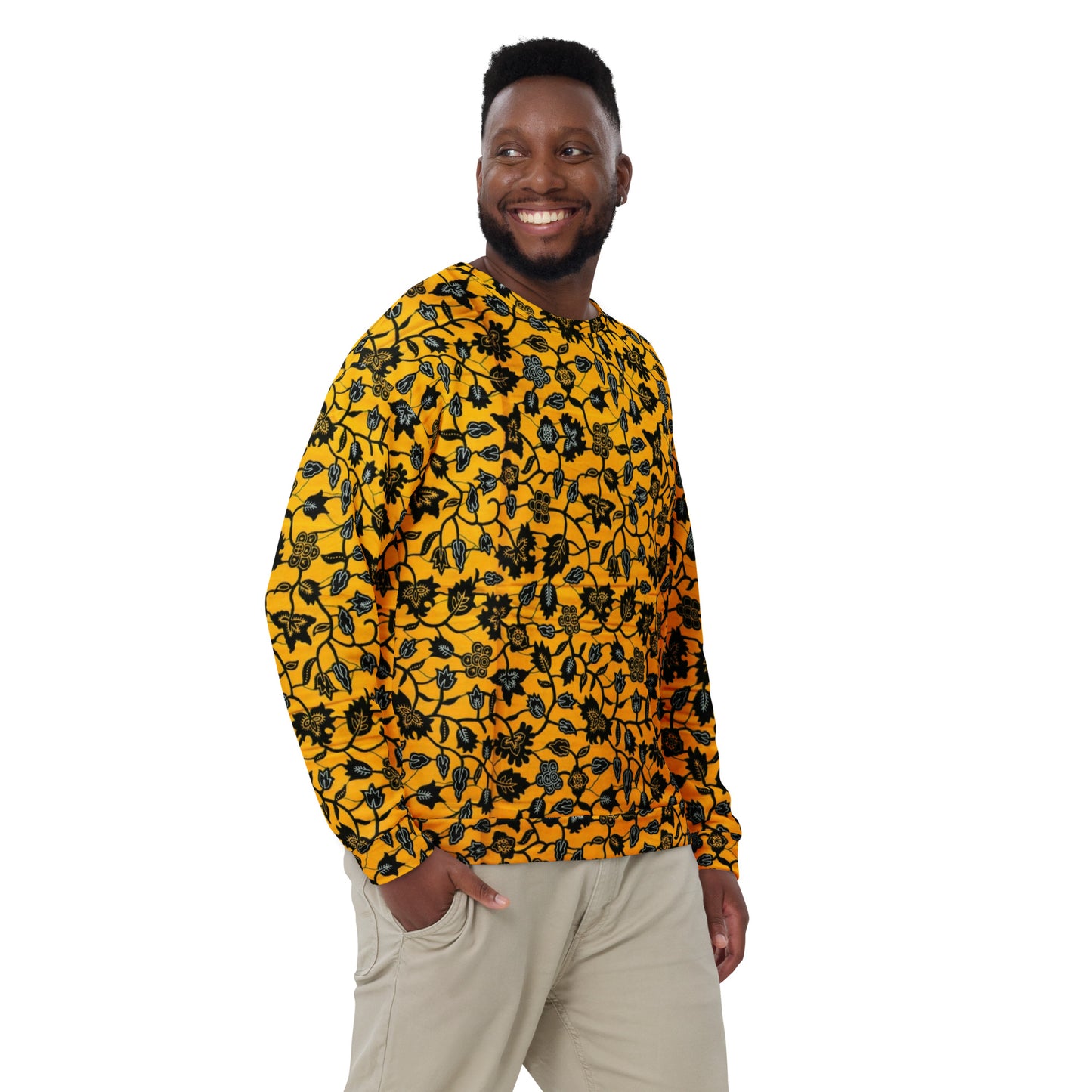 Yellow Leaves Ankara Unisex Sweatshirt