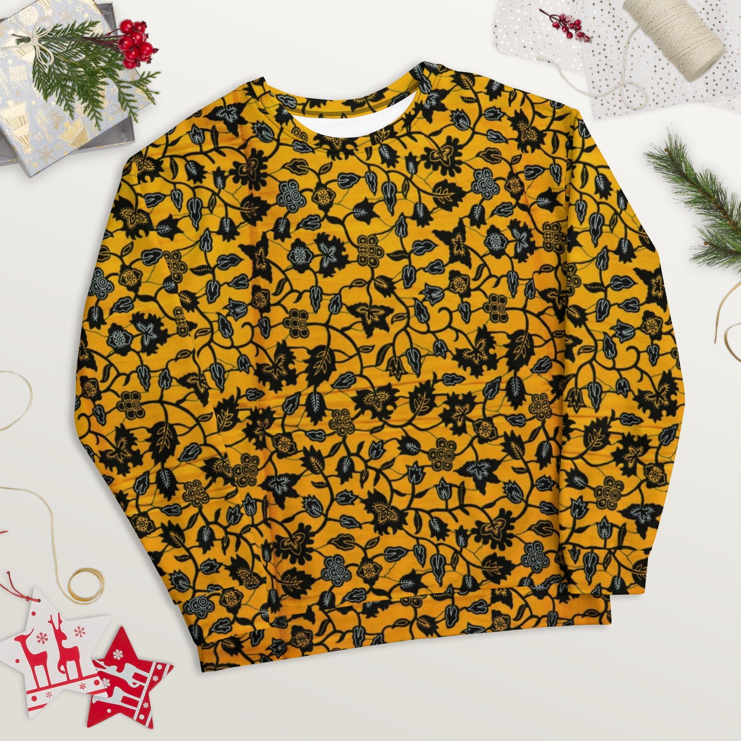 Yellow Leaves Ankara Unisex Sweatshirt